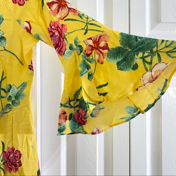 Oppi Yellow Floral Tied Kimono - Picture 2 of 2